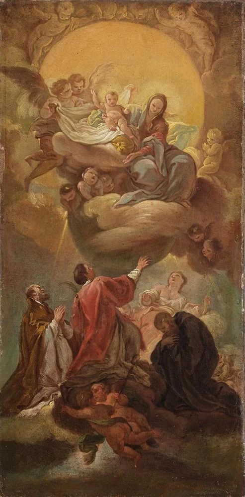 Maria col Bambino appare a Santo Stefano e altri tre santi